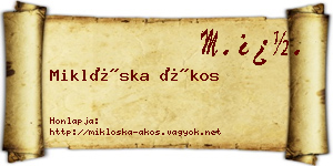 Miklóska Ákos névjegykártya